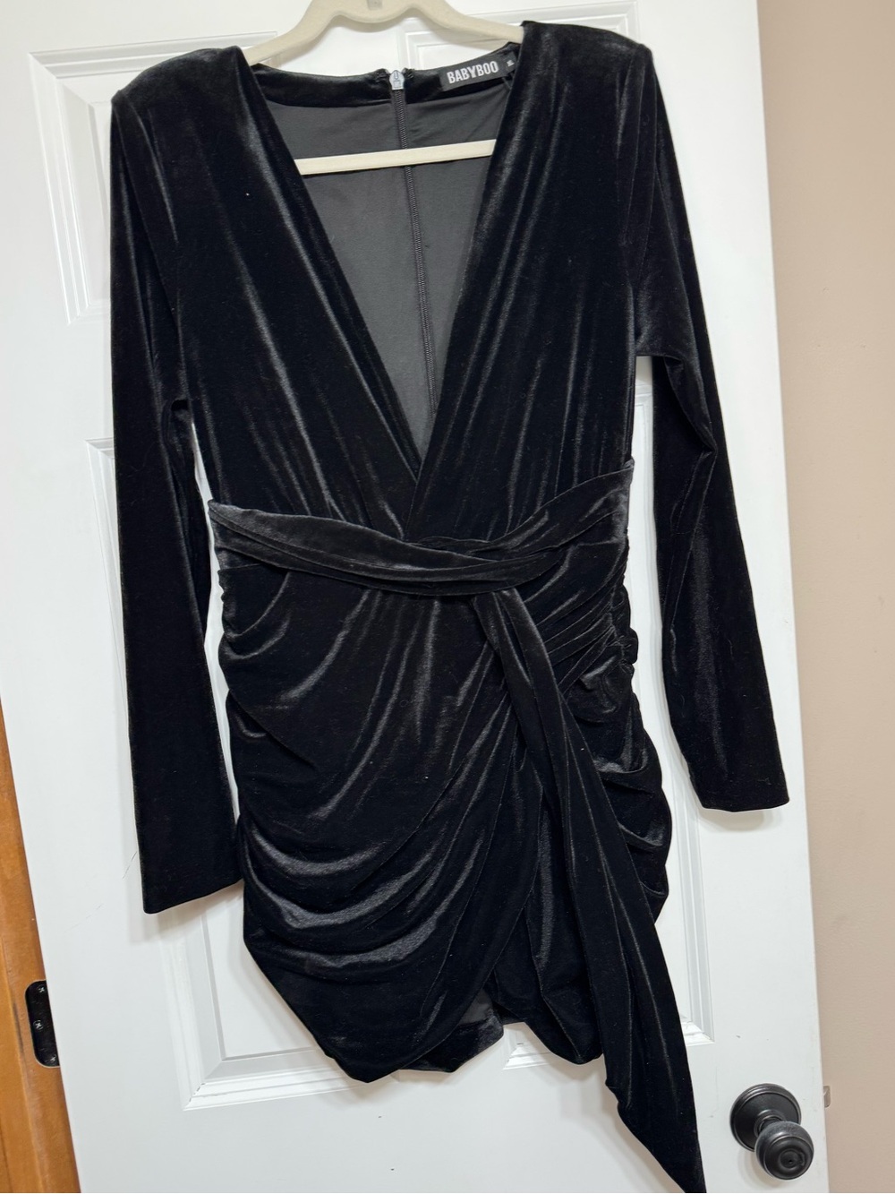 Babyboo Black Velvet Wrap Mini Dress